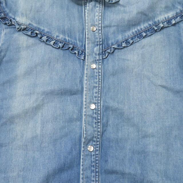 サンローランパリ SAINT LAURENT PARIS 日本製 Classic Ruffled Western Shirt クラシックラッフルウエスタンシャツ 454876 Y930O S デニム フリル |  | 05