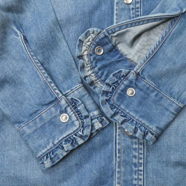 サンローランパリ SAINT LAURENT PARIS 日本製 Classic Ruffled Western Shirt クラシックラッフルウエスタンシャツ 454876 Y930O S デニム フリル |  | 06