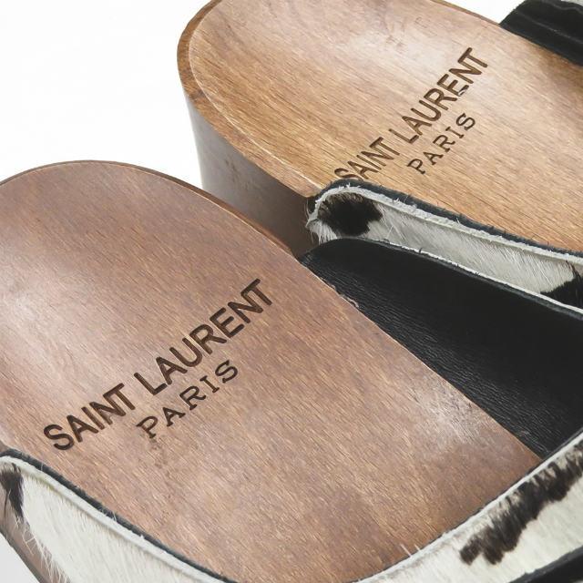 サンローランパリ SAINT LAURENT PARIS イタリア製 ポニーヘア スタッズサボサンダル 377968 38.5(25cm-25.5cm) ブラック クロッグ ミュール シューズ |  | 04