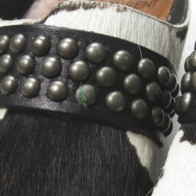 サンローランパリ SAINT LAURENT PARIS イタリア製 ポニーヘア スタッズサボサンダル 377968 38.5(25cm-25.5cm) ブラック クロッグ ミュール シューズ |  | 06