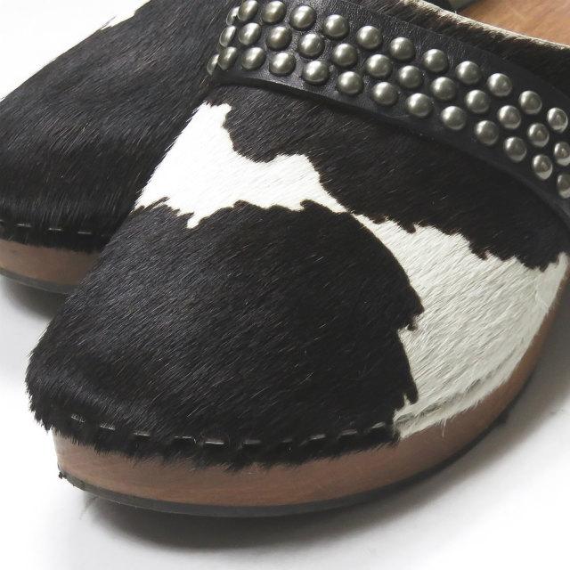 サンローランパリ SAINT LAURENT PARIS イタリア製 ポニーヘア スタッズサボサンダル 377968 38.5(25cm-25.5cm) ブラック クロッグ ミュール シューズ |  | 08