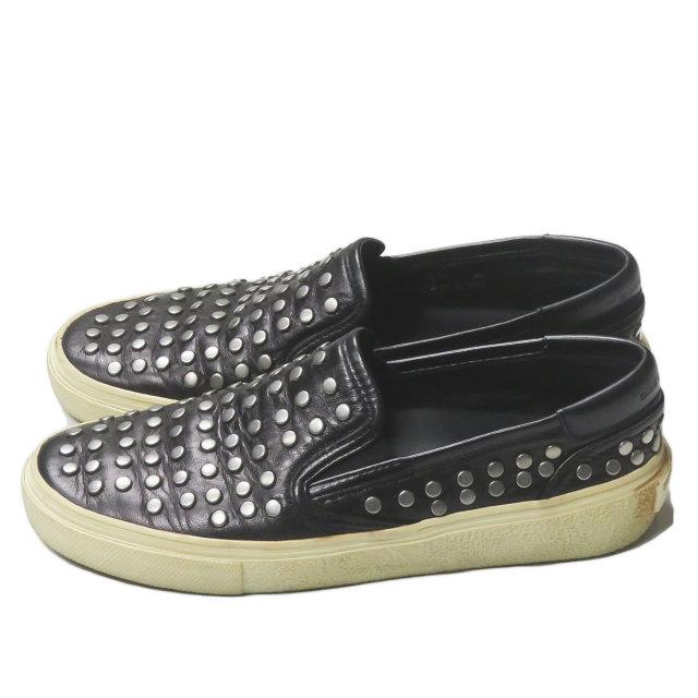 SAINT LAURENT PARIS サンローランパリ シルバースタッズレザースリッポン 366783 36(23cm) ブラック スニーカー シューズ lm2376 |  | 01