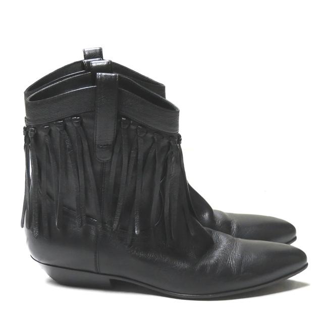 SAINT LAURENT PARIS サンローランパリ イタリア製 フリンジウエスタンショートブーツ 395496 35 ブラック レザー シューズ lm2377 |  | 03