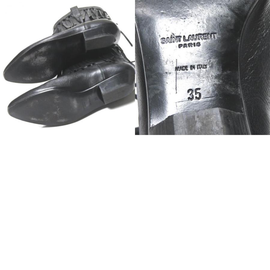 SAINT LAURENT PARIS サンローランパリ イタリア製 フリンジウエスタンショートブーツ 395496 35 ブラック レザー シューズ lm2377 |  | 09