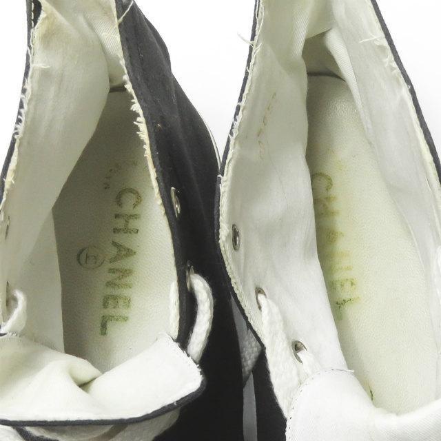 シャネル CHANEL ココマーク キャンバスハイカットスニーカー 001852 39 ブラック ロゴ スニーカー シューズ |  | 04