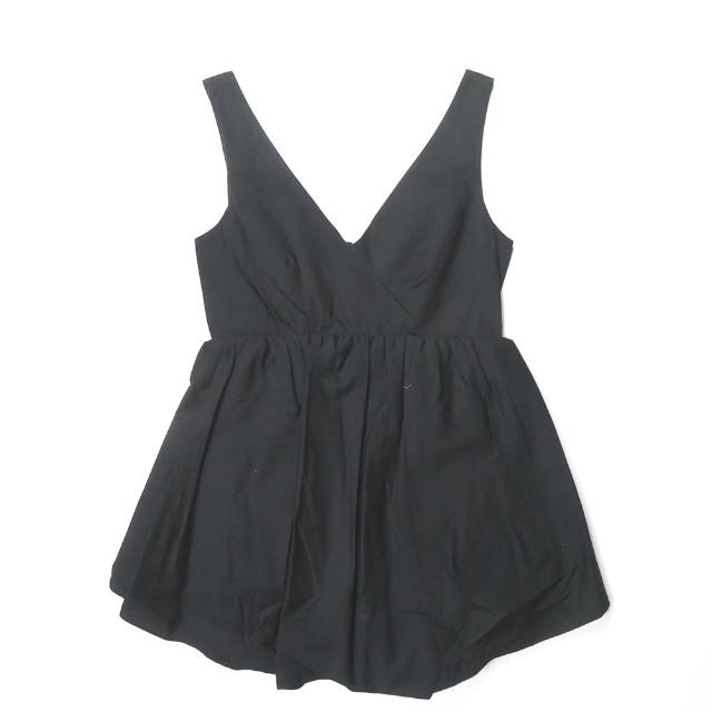 CARVEN カルヴェン カルベン コットンギャザーペプラムトップ 300H20 34 ブラック ノースリーブ Vネック キャミソール トップス lm2423 | 