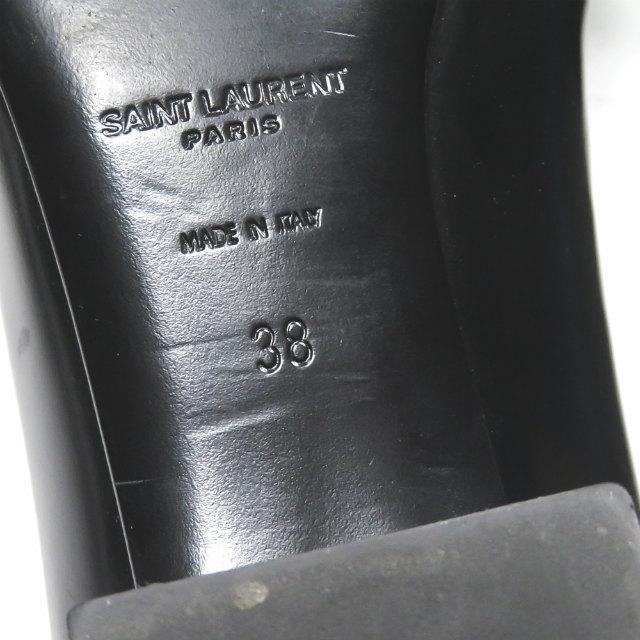 サンローランパリ SAINT LAURENT PARIS イタリア製 タッセルヒールローファー 366783 38(24cm) ブラック ベイビーズ レザー スクエアトゥ シューズ |  | 10