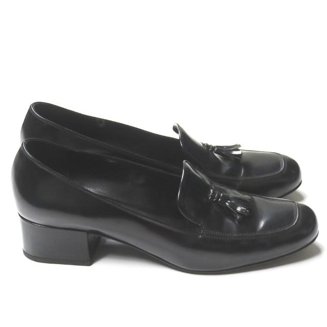 サンローランパリ SAINT LAURENT PARIS イタリア製 タッセルヒールローファー 366783 38(24cm) ブラック ベイビーズ レザー スクエアトゥ シューズ |  | 03