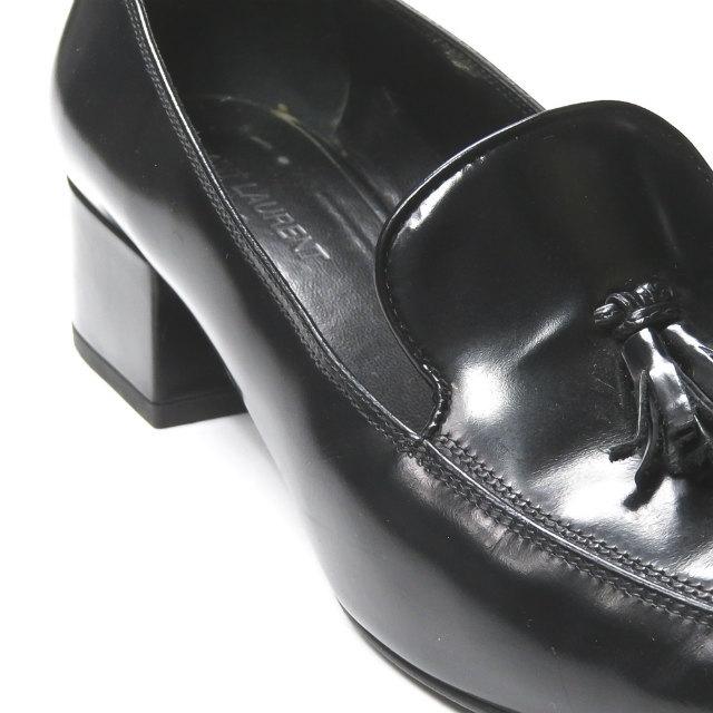 サンローランパリ SAINT LAURENT PARIS イタリア製 タッセルヒールローファー 366783 38(24cm) ブラック ベイビーズ レザー スクエアトゥ シューズ |  | 07