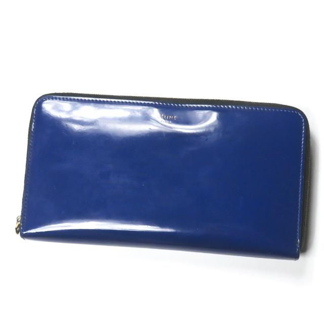CELINE セリーヌ パテントレザーロングウォレット ブルー