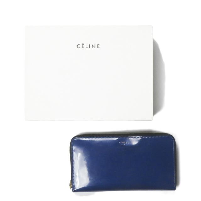 CELINE セリーヌ パテントレザーロングウォレット ブルー エナメル ラウンドジップ 長財布 lm2441 |  | 02