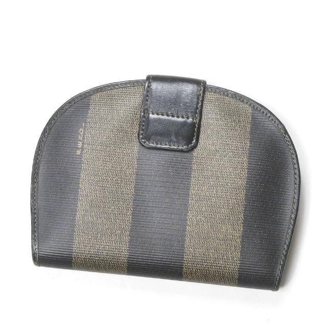 フェンディ FENDI ?ペカン 二つ折り財布 2804-1223 ブラック ストライプ PVC レザー |  | 01