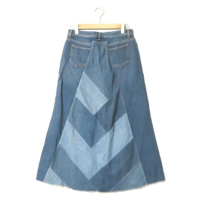 SAINT LAURENT PARIS サンローランパリ イタリア製 パッチワークデニムロングスカート 374815 Y452G 30 ブルー Aライン カットオフ lm2506 |  | 01