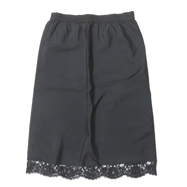 グッチ GUCCI イタリア製 裾レース ストレッチシルクスカート 205-0892-5758 40 ブラック ボトムス | 