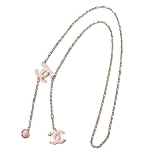 シャネル CHANEL イタリア製 ココマーク ギンガムチェック チェーンネックレス ゴールド/ピンク アクセサリー |  | 01