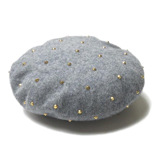 グッチ GUCCI イタリア製 ウールスタッズベレー帽 296760 F7DOT L(内周約59cm) グレー 帽子 | 