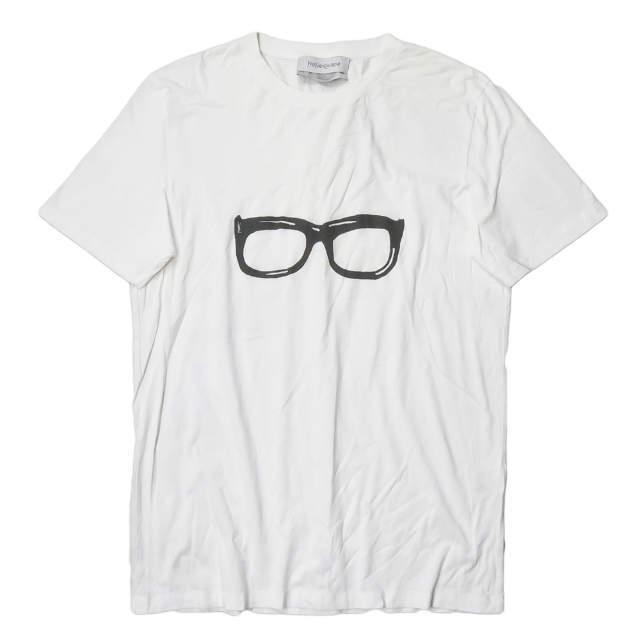 イヴサンローラン YVES SAINT LAURENT イタリア製 アイウェアプリント クルーネックTシャツ M ホワイト 半袖 眼鏡 トップス | 