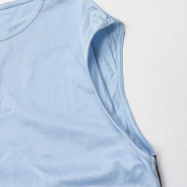 プラダ PRADA サイドラインノースリーブカットソー 139454 R142 L80 L ブルー トップス |  | 05