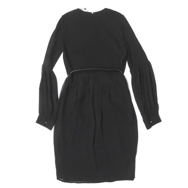 GUCCI グッチ イタリア製 ベルト付き ストレッチレーヨンワンピース 310722 X5224 L ブラック 長袖 ギャザー クレープ ドレス lm2595 |  | 01