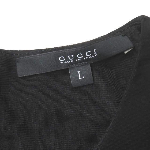 GUCCI グッチ イタリア製 ベルト付き ストレッチレーヨンワンピース 310722 X5224 L ブラック 長袖 ギャザー クレープ ドレス lm2595 |  | 02