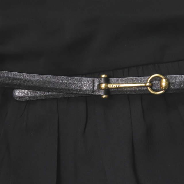 GUCCI グッチ イタリア製 ベルト付き ストレッチレーヨンワンピース 310722 X5224 L ブラック 長袖 ギャザー クレープ ドレス lm2595 |  | 07