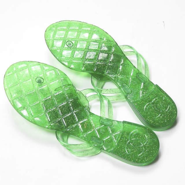 シャネル CHANEL イタリア製 カメリア フラワーラバートングサンダル 39 グリーン ラメ シューズ |  | 09