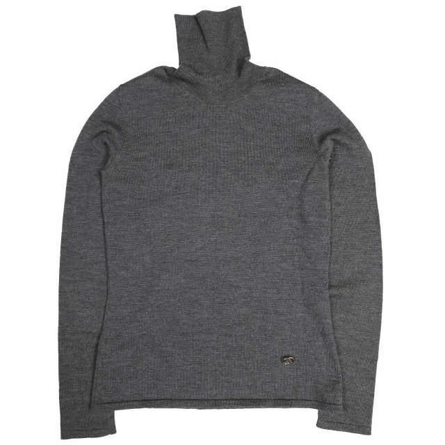 GUCCI グッチ イタリア製 ダブルGピンバッチ付き ウールハイゲージタートルネックニット 167219.X1095 S グレー セーター 長袖 lm2643 | 