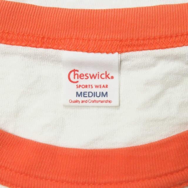 チェスウィック CHESWICK カナダ製 プリントラグランクルーネックTシャツ M ホワイト/ネイビー 七分袖 トップス |  | 02