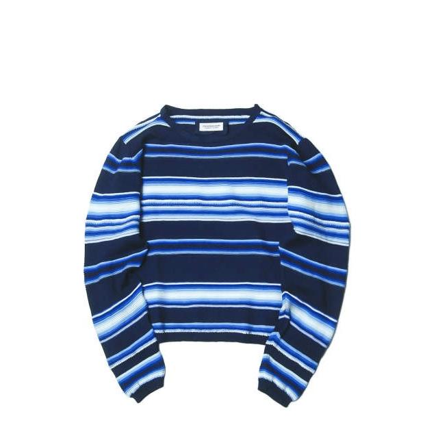 RON HERMAN DENIM ロンハーマンデニム ランダムボーダークルーネックニット M インディゴ セーター 長袖 コットン トップス | 
