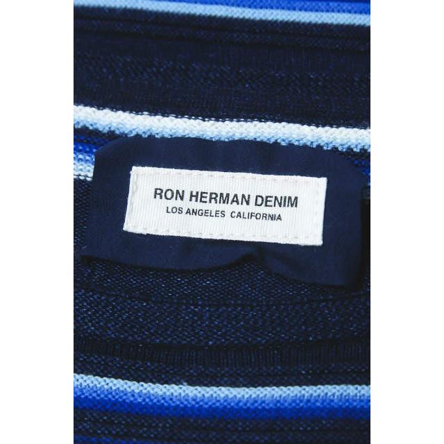 RON HERMAN DENIM ロンハーマンデニム ランダムボーダークルーネックニット M インディゴ セーター 長袖 コットン トップス |  | 02