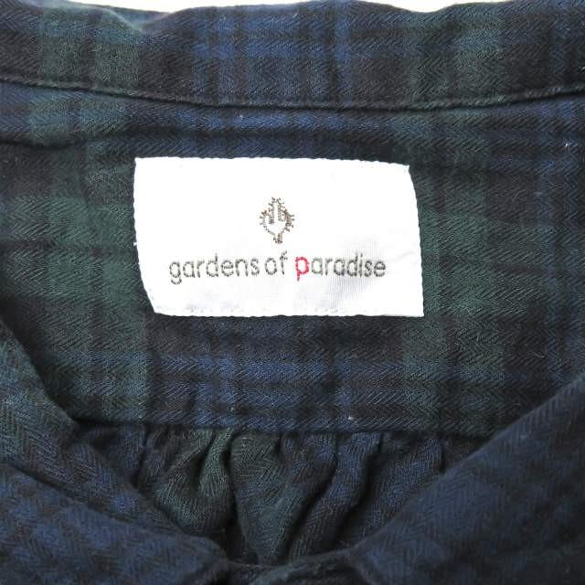 gardens of paradise ガーデンズオブパラダイス ブラックウォッチフリルシャツ 1 ネイビー/グリーン 長袖 チェック トップス |  | 02