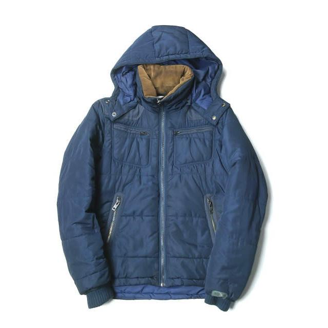 DIESEL ディーゼル PADDED NYLON JACKET パデッドナイロンフードジャケット M ネイビー 中綿 ブルゾン アウター | 