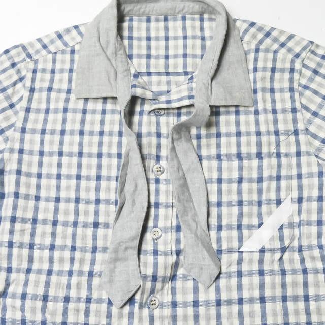 フィンガリン PHINGERIN 日本製 RIBBONED SHIRT ネルチェックボウタイシャツ PD-132-ST-041 S グレー 長袖 リボン コットン トップス |  | 04