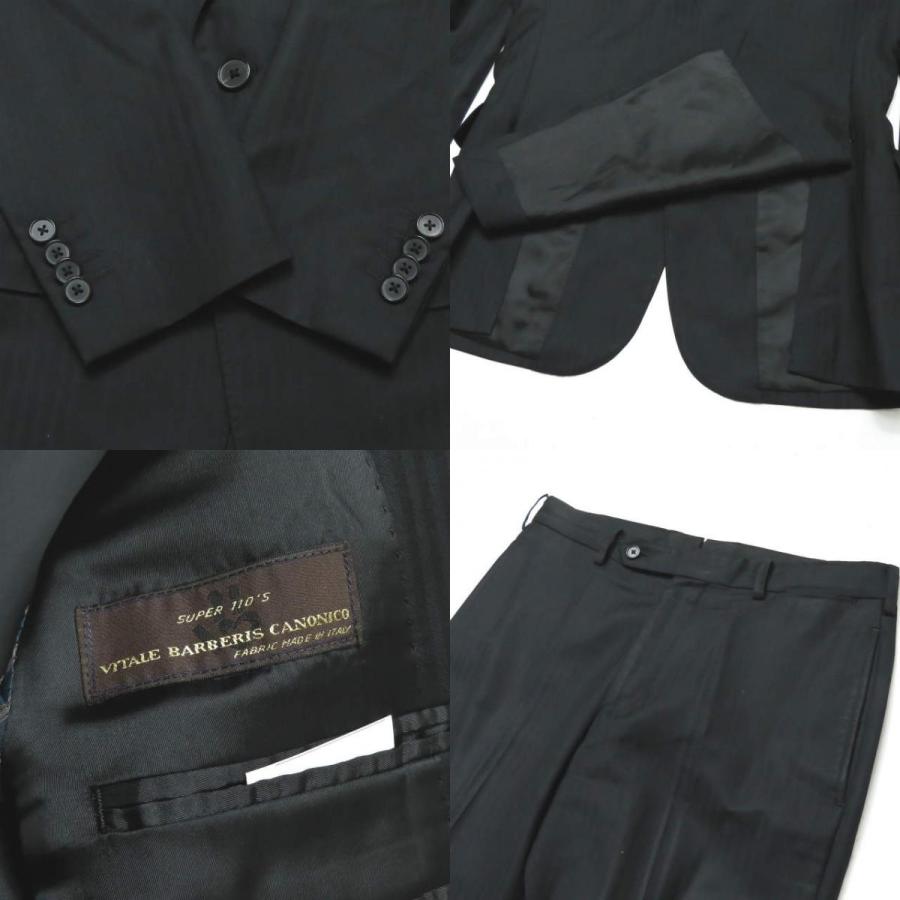 BARNEYS NEWYORK シャドーストライプ2Bテーラードジャケット＆ノータックスラックス 44 ブラック スーツ セットアップ ☆☆mc55690 |  | 08