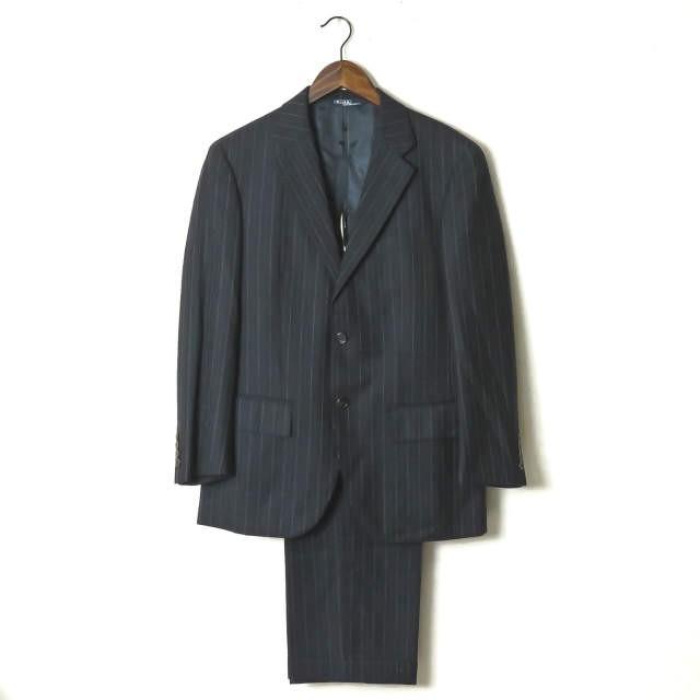 Polo by Ralph Lauren ポロバイラルフローレン ピンストライプ3Bテーラードジャケット&2タックスラックス ネイビー スーツ | 