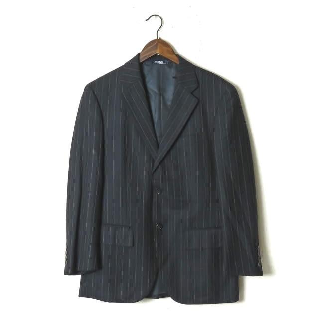 Polo by Ralph Lauren ポロバイラルフローレン ピンストライプ3Bテーラードジャケット&2タックスラックス ネイビー スーツ |  | 01