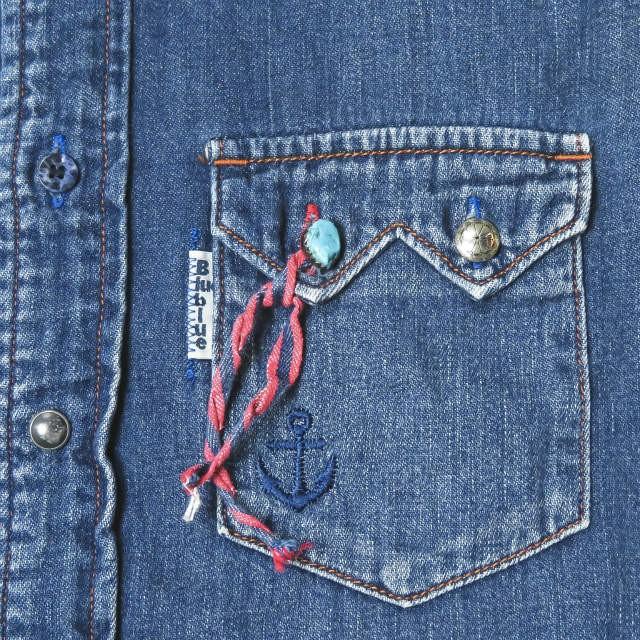 BLUE ブルーブルー 日本製 クラシックユーズドデニムウエスタンシャツ