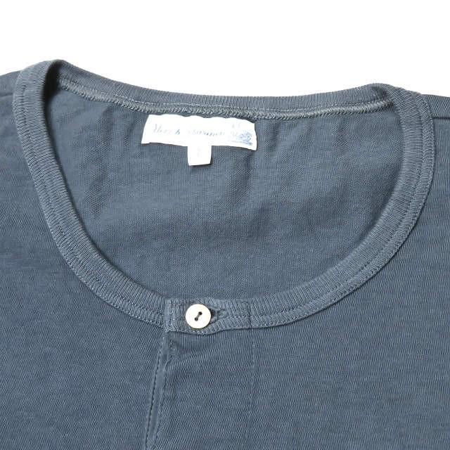Merz b.Schwanen メルツベーシュヴァーネン 1/4 button facing 半袖ヘンリーネックTシャツ 7 ネイビー コットン トップス |  | 03