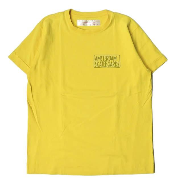 ネセサリーオアアンネセサリー Necessary or unnecessary 日本製 BOX LOGO TEE ボックスロゴTシャツ 4 イエロー 半袖 AMSTERDAN SKATEBOARDS トップス | 
