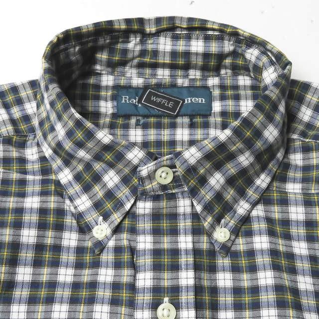ウィッフル WIFFLE リメイクチェックBDシャツ M グリーン/ブルー 長袖 再構築 Ralph Lauren トップス |  | 03