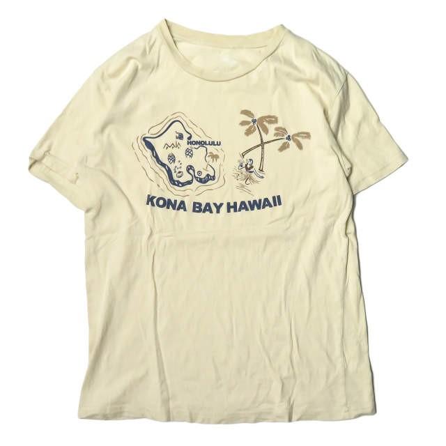コナベイハワイ KONABAY HAWAII オアフ島Tシャツ M ベージュ 半袖 プリント フラガール ホノルル ヤシの木 オアフ トップス | 