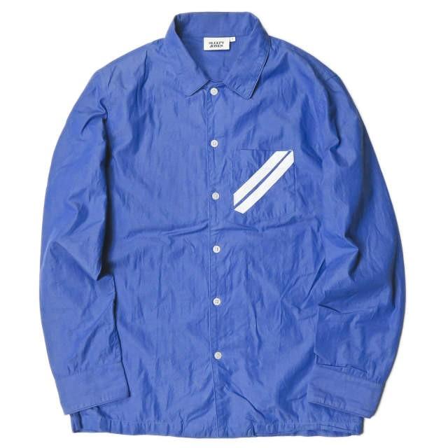 スリーピージョーンズ SLEEPY JONES コットンラインポケットパジャマシャツ  S ブルー 長袖  トップス | 