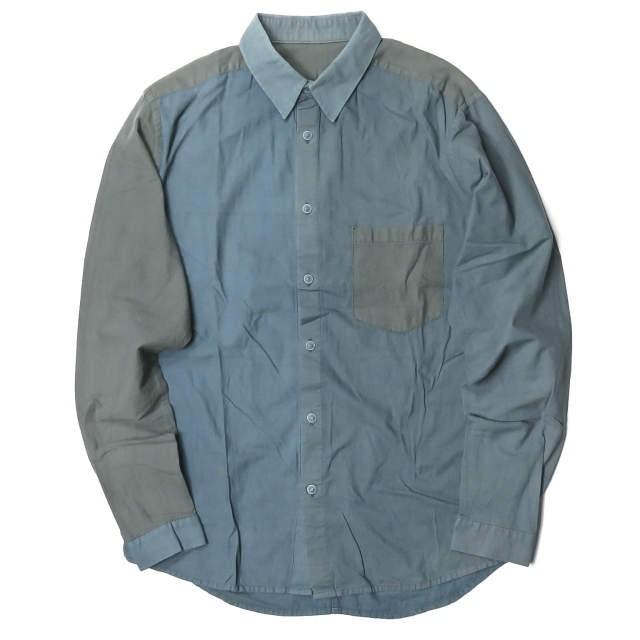 ジ エッセンス THE ESSENCE ドイツ製 パネル切替 レギュラーカラーシャツ 9816027 S ネイビー/グレー 長袖 FRANK LEDER トップス | 