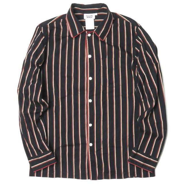 スリーピージョーンズ SLEEPY JONES アメリカ製 コットンストライプパジャマシャツ 1339-343-0911 S ダークネイビー/レッド 長袖 パイピング トップス | 