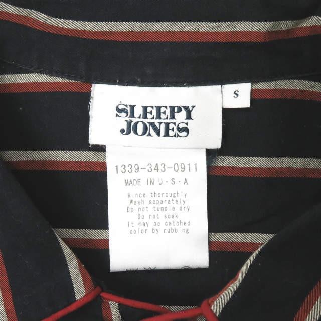 スリーピージョーンズ SLEEPY JONES アメリカ製 コットンストライプパジャマシャツ 1339-343-0911 S ダークネイビー/レッド 長袖 パイピング トップス |  | 02