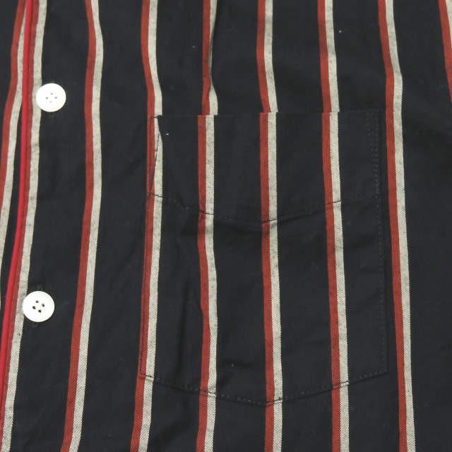 スリーピージョーンズ SLEEPY JONES アメリカ製 コットンストライプパジャマシャツ 1339-343-0911 S ダークネイビー/レッド 長袖 パイピング トップス |  | 04