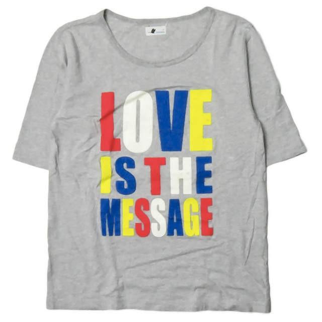 ミラコ miraco 日本製 LOVE IS THE MESSAGE S/S TEE フロッキロゴプリントTシャツ M グレー 半袖 トップス | 