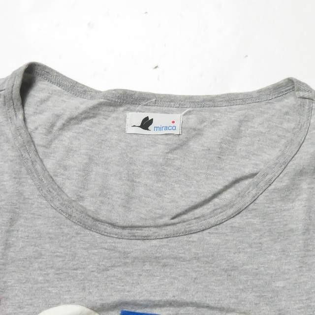 ミラコ miraco 日本製 LOVE IS THE MESSAGE S/S TEE フロッキロゴプリントTシャツ M グレー 半袖 トップス |  | 03