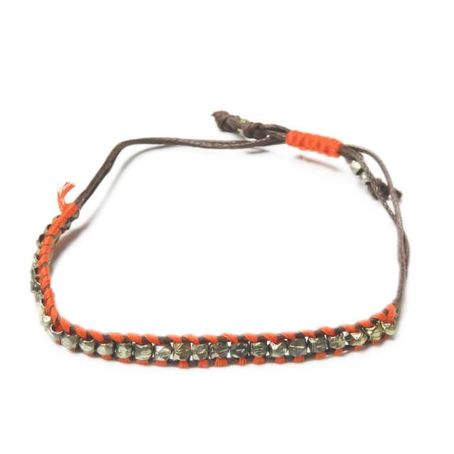 新品 shashi シャシ 1R NUGGET BRACELET カラーストーンブレスレット オレンジ/ブラウン ミサンガ ユニセックス アクセサリー ☆☆mc58339 | 