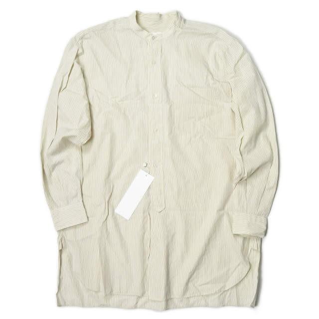 【匿名配送】COMOLI ストライプ バンドカラー　シャツ　長袖 COMOLI バンドカラーシャツ